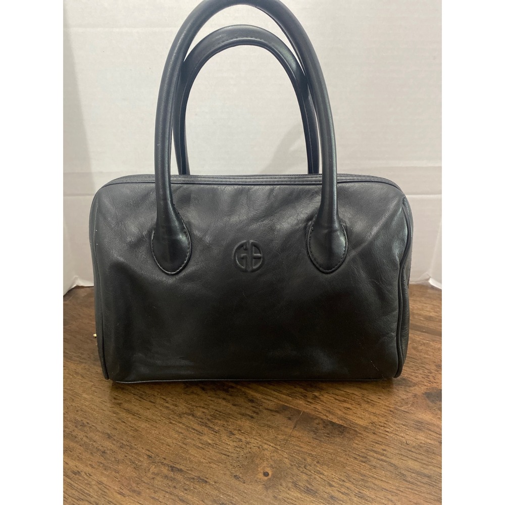 Giani Bernini Soft Black Leather Satchel Handbag Multi Compartment Organizer Y2K